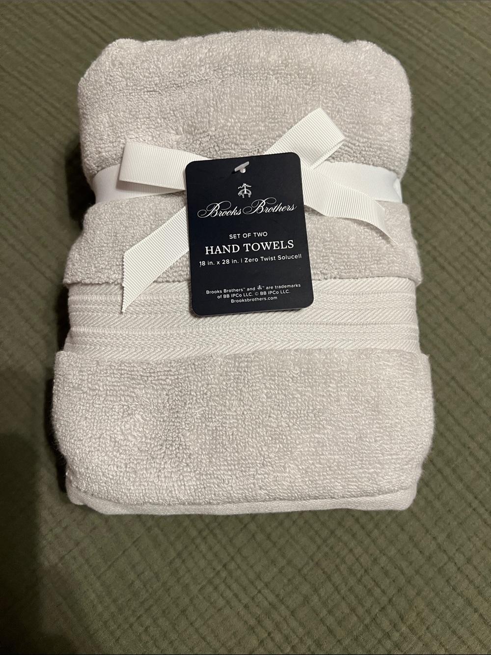 Brooks Brothers lot of 2 Premium Turkish Cotton gray Hand towels New